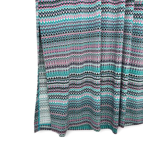 LANE BRYANT 18 20 Vibrant Zig-Zag Print Stretch Jersey Maxi Skirt l Side Slits - Picture 5 of 7